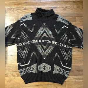 Polo Ralph Lauren Sweater Hand Knit Wool Vintage Aztec L